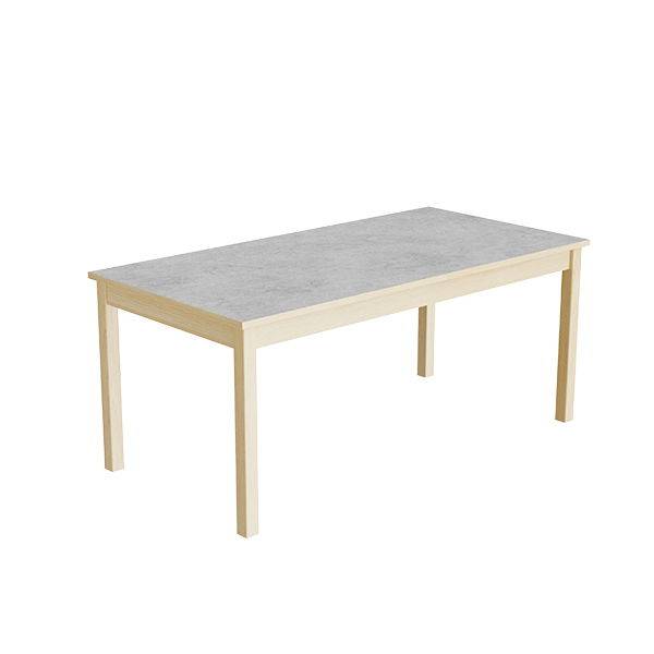 Elevbord 140x70cm i lydd&aelig;mpende lys gr&aring; linoleum med massive birk ben, h&oslash;jde 60cm