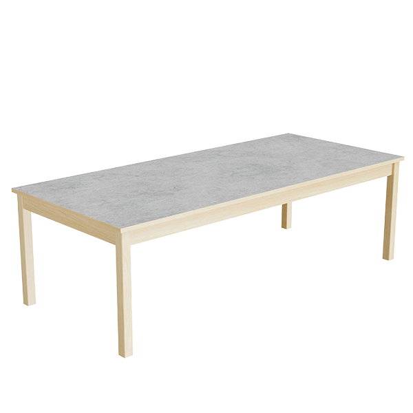 Elevbord 180x80cm i lydd&aelig;mpende lys gr&aring; linoleum med massive birk ben, h&oslash;jde 55cm