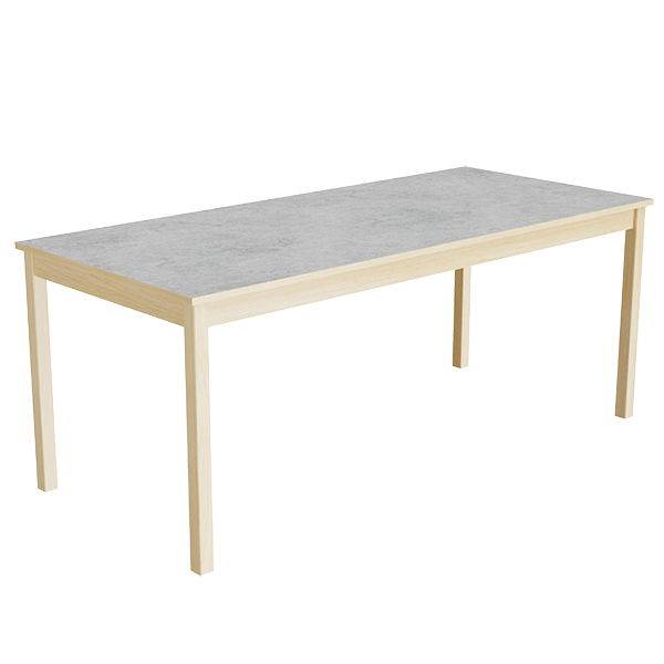 Elevbord 180x80cm i lydd&aelig;mpende lys gr&aring; linoleum med massive birk ben, h&oslash;jde 72cm 