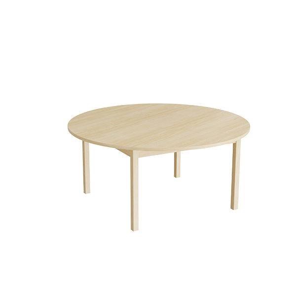 Rundt elevbord &Oslash;120cm i birk laminat med massive birk ben, h&oslash;jde 55cm 