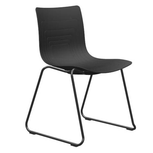Plastikstol 5 Waves med meder understel sort