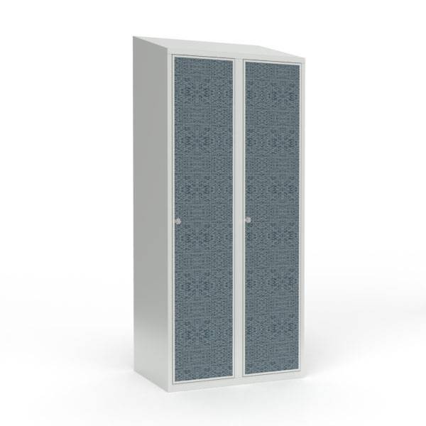 Skoleskab 80x55x190cm, skr&aring;t tag, sorte d&oslash;re med greb til h&aelig;ngel&aring;s