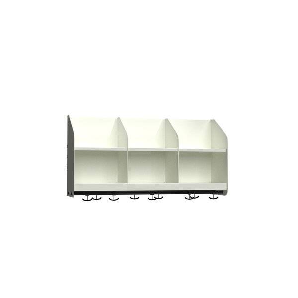 BST garderobehylde med skillev&aelig;g og 3 pladser 900mm hvid