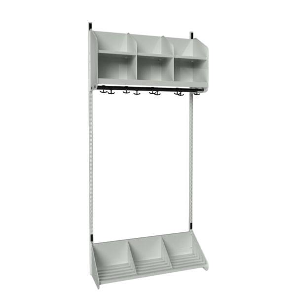 BST garderobe startsektion model A med 3 pladser 900mm lys grå