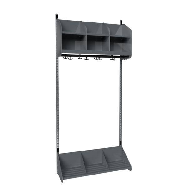 BST garderobe startsektion model A med 3 pladser 900mm mørk grå