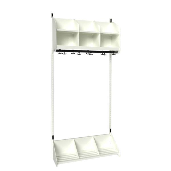 BST garderobe startsektion model A med 3 pladser 900mm hvid