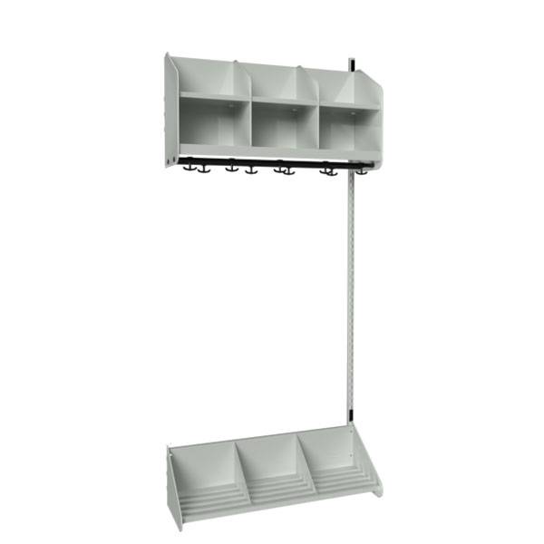 BST garderobe p&aring;bygningssektion model A 3 pladser 900mm lys gr&aring;