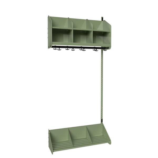 BST garderobe p&aring;bygningssektion model A 3 pladser 900mm gr&oslash;n