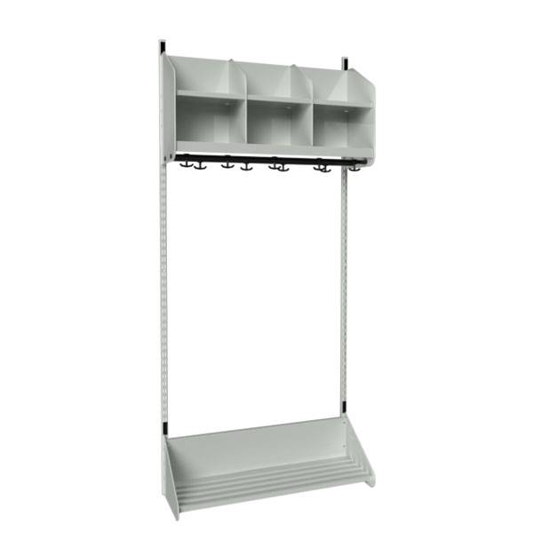 BST garderobe startsektion model B med 3 pladser 900mm lys grå