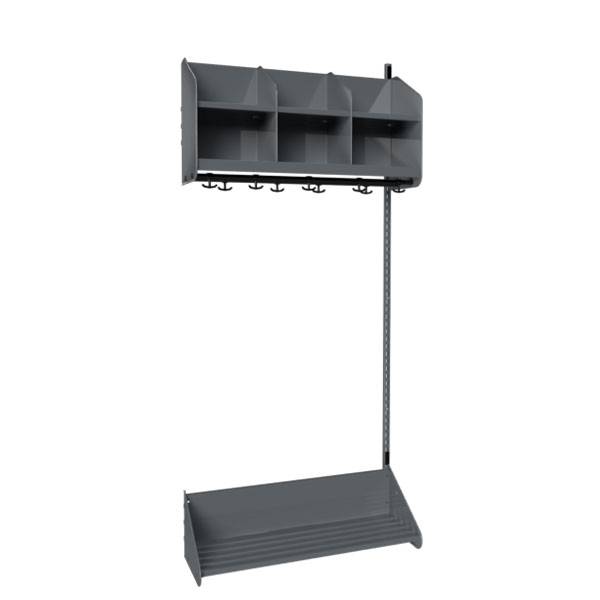 BST garderobe påbygningssektion model B med 3 pladser 900mm mørk grå
