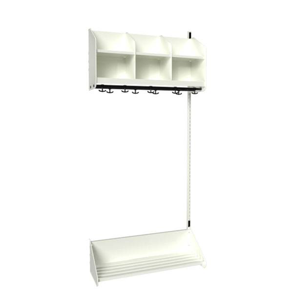 BST garderobe påbygningssektion model B med 3 pladser 900mm hvid