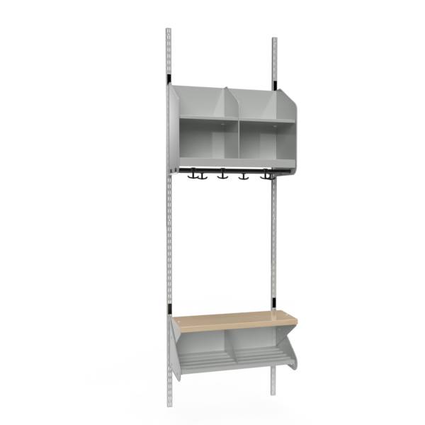 BST garderobe startsektion model C med 2 pladser 600mm lys grå