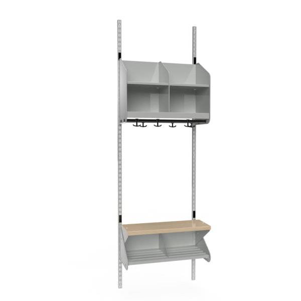 BST garderobe startsektion model C med 2 pladser 600mm lys gr&aring;