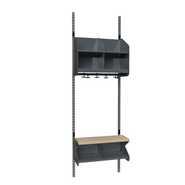 BST garderobe startsektion model C med 2 pladser 600mm m&oslash;rk gr&aring;