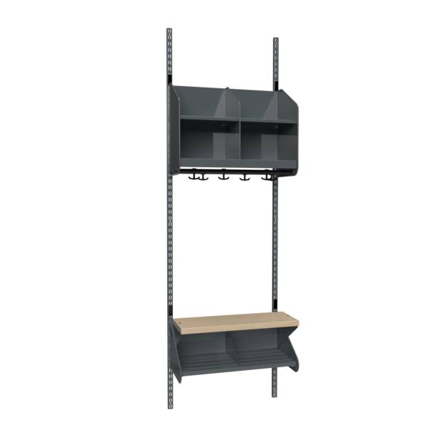 BST garderobe startsektion model C med 2 pladser 600mm m&oslash;rk gr&aring;