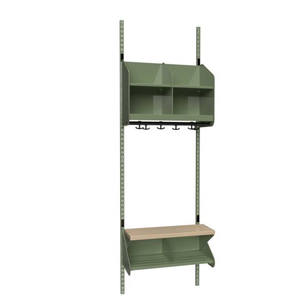 BST garderobe startsektion model C med 2 pladser 600mm grøn