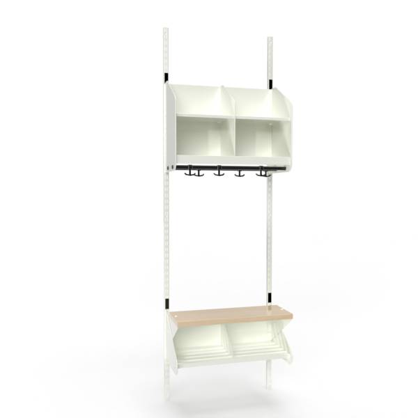 BST garderobe startsektion model C med 2 pladser 600mm hvid