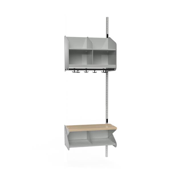 BST garderobe påbygningssektion model C 2 pladser 600mm lys grå
