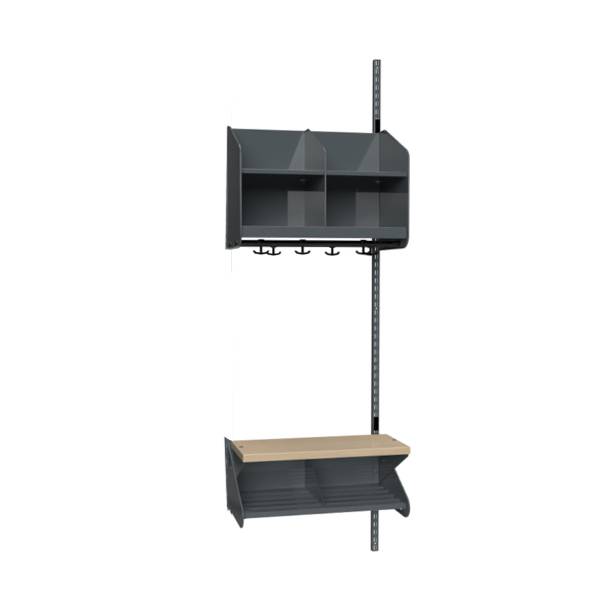 BST garderobe p&aring;bygningssektion model C 2 pladser 600mm m&oslash;rk gr&aring;