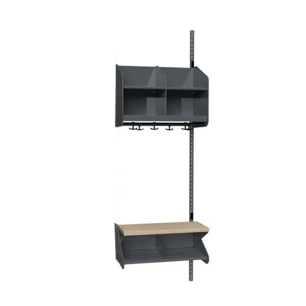 BST garderobe p&aring;bygningssektion model C 2 pladser 600mm m&oslash;rk gr&aring;