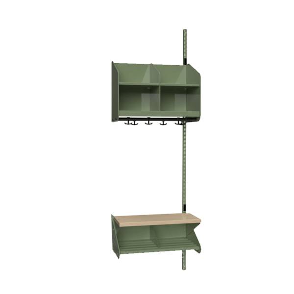 BST garderobe p&aring;bygningssektion model C med 2 pladser 600mm gr&oslash;n