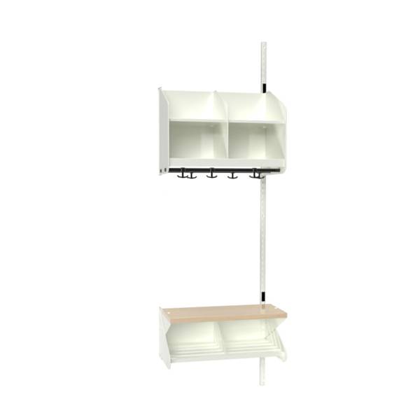 BST garderobe p&aring;bygningssektion model C med 2 pladser 600mm hvid