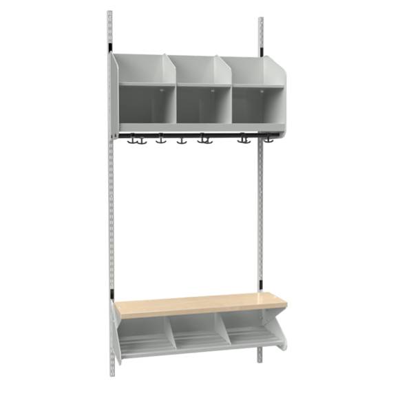 BST garderobe startsektion model C med 3 pladser 900mm lys grå