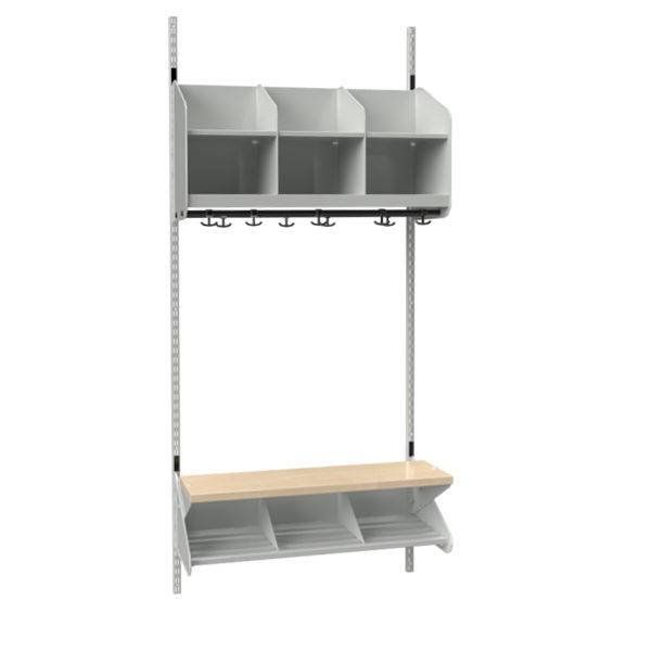 BST garderobe startsektion model C med 3 pladser 900mm lys gr&aring;