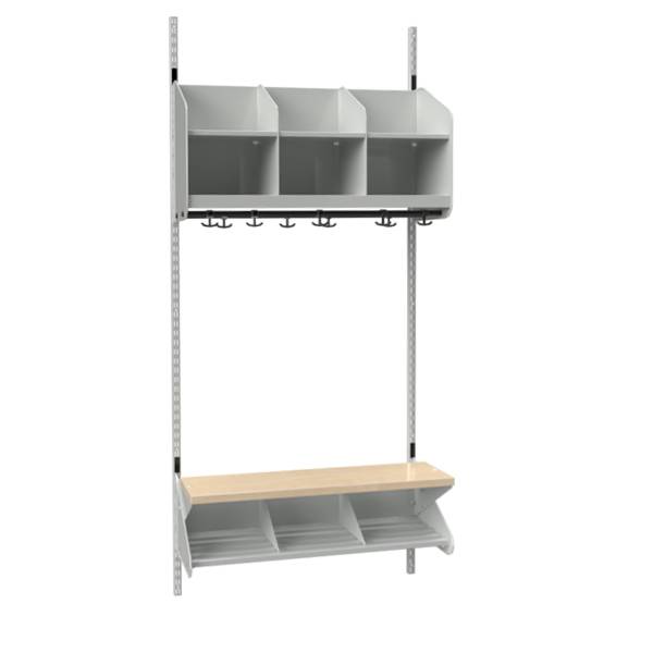 BST garderobe startsektion model C med 3 pladser 900mm lys gr&aring;