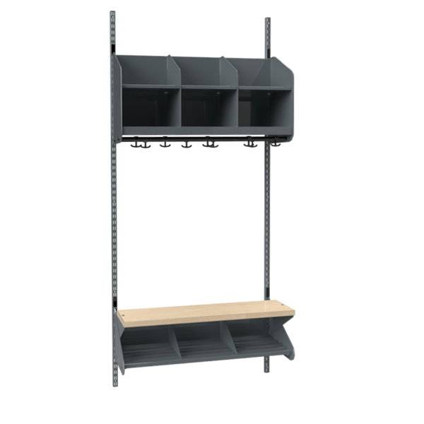 BST garderobe startsektion model C med 3 pladser 900mm m&oslash;rk gr&aring;