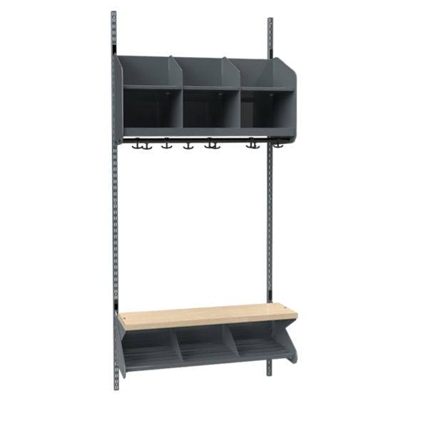 BST garderobe startsektion model C med 3 pladser 900mm m&oslash;rk gr&aring;