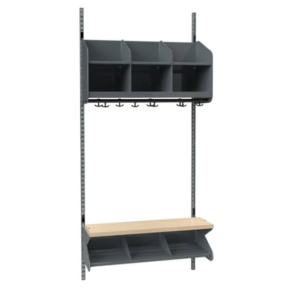 BST garderobe startsektion model C med 3 pladser 900mm m&oslash;rk gr&aring;