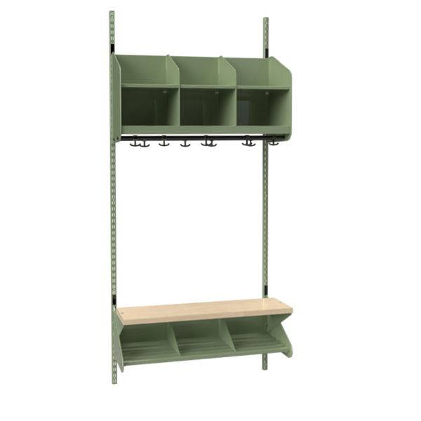 BST garderobe startsektion model C med 3 pladser 900mm gr&oslash;n