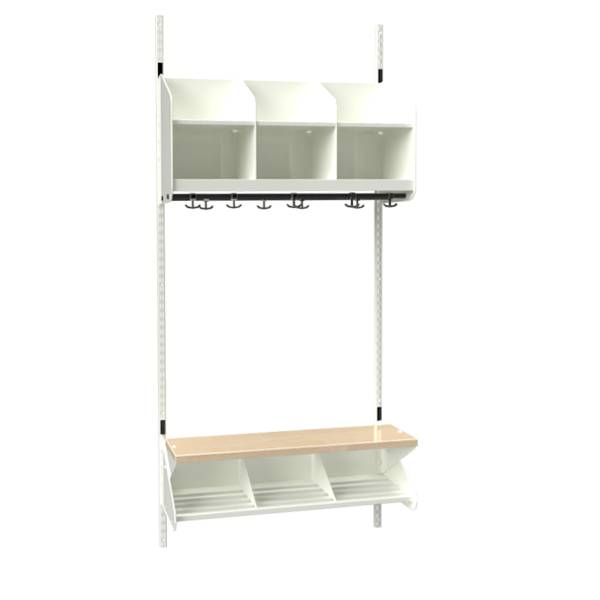 BST garderobe startsektion model C med 3 pladser 900mm hvid