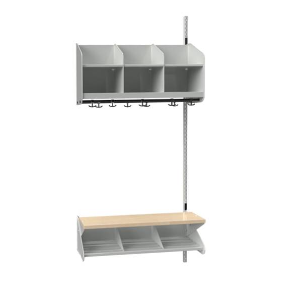 BST garderobe p&aring;bygningssektion model C 3 pladser 900mm lys gr&aring;