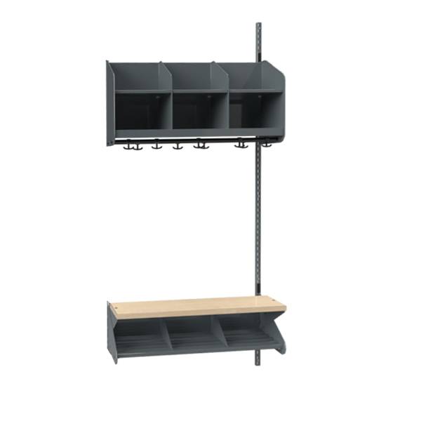 BST garderobe p&aring;bygningssektion model C 3 pladser 900mm m&oslash;rk gr&aring;