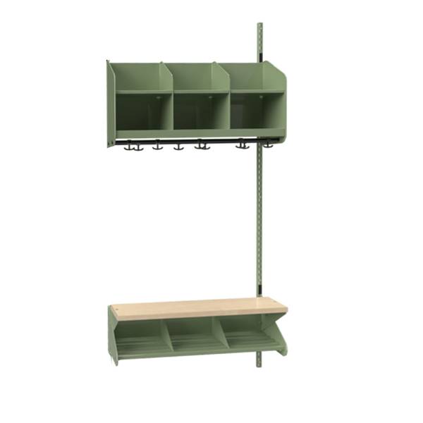 BST garderobe p&aring;bygningssektion model C 3 pladser 900mm gr&oslash;n