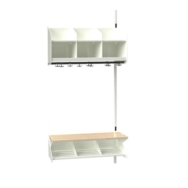 BST garderobe p&aring;bygningssektion model C 3 pladser 900mm hvid