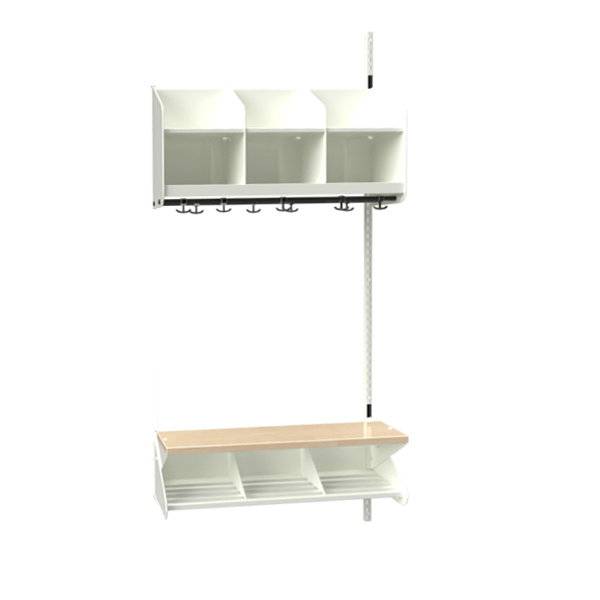 BST garderobe p&aring;bygningssektion model C 3 pladser 900mm hvid