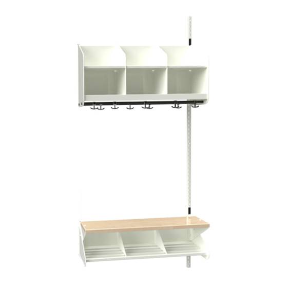 BST garderobe p&aring;bygningssektion model C 3 pladser 900mm hvid