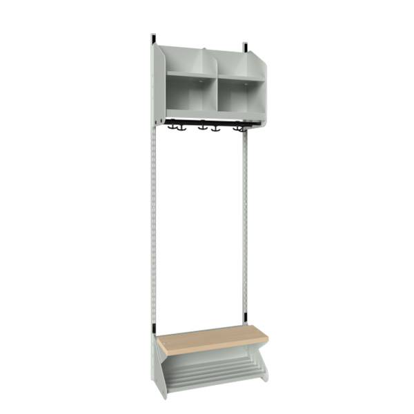 BST garderobe startsektion model D med 2 pladser 600mm lys gr&aring;