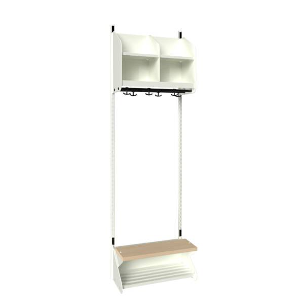 BST garderobe startsektion model D med 2 pladser 600mm hvid