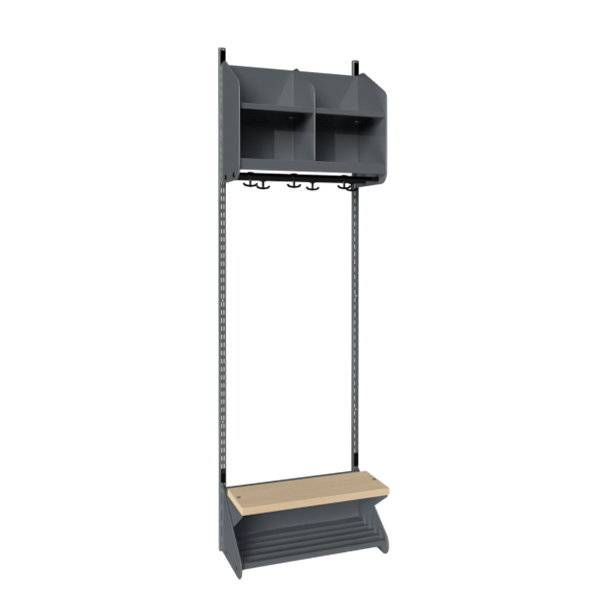 BST garderobe startsektion model D med 2 pladser 600mm m&oslash;rk gr&aring;