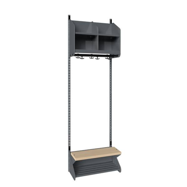 BST garderobe startsektion model D med 2 pladser 600mm m&oslash;rk gr&aring;