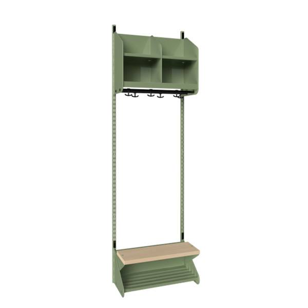 BST garderobe startsektion model D med 2 pladser 600mm gr&oslash;n