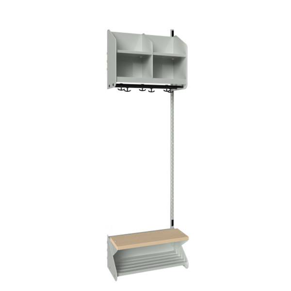 BST garderobe p&aring;bygningssektion model D med 2 pladser 600mm lys gr&aring;