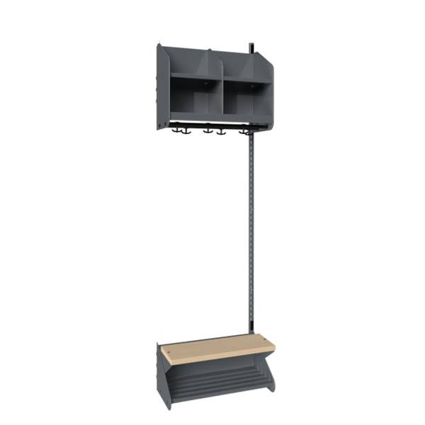 BST garderobe p&aring;bygningssektion model D med 2 pladser 600mm m&oslash;rk gr&aring;