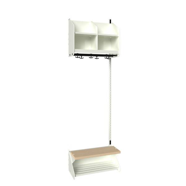 BST garderobe p&aring;bygningssektion model D med 2 pladser 600mm hvid