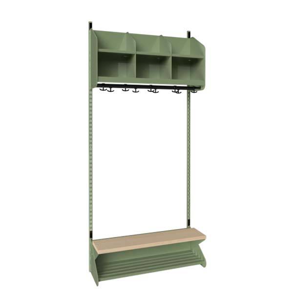 BST garderobe startsektion model D med 3 pladser 900mm grøn