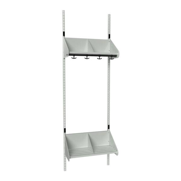 BST garderobe startsektion model E med 2 pladser 600mm lys gr&aring;